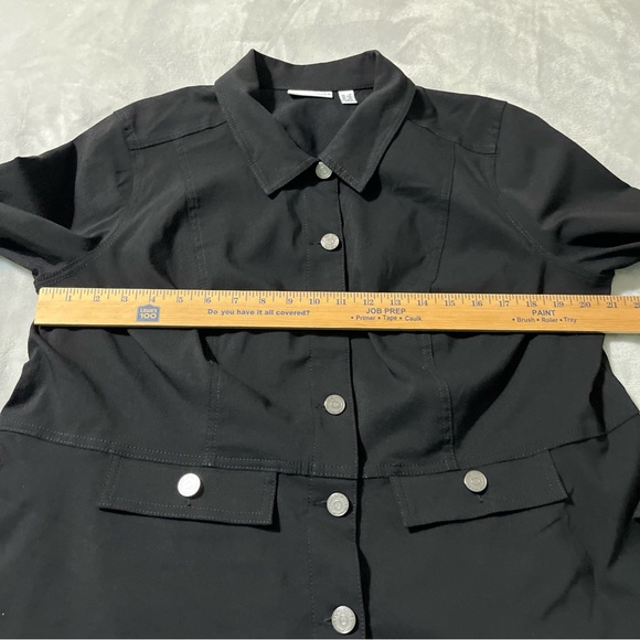 Susan Graver Women’s 1X Uptown Stretch Button Front Peplum Jacket Black - Picture 4 of 12